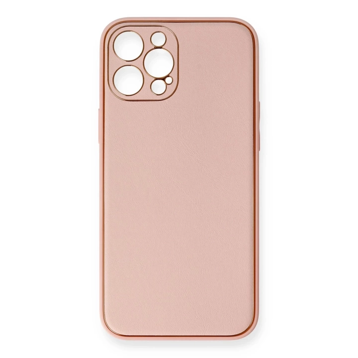 BFS  iPhone 12 Pro Max Kılıf Coco Deri Silikon Kapak - Pembe