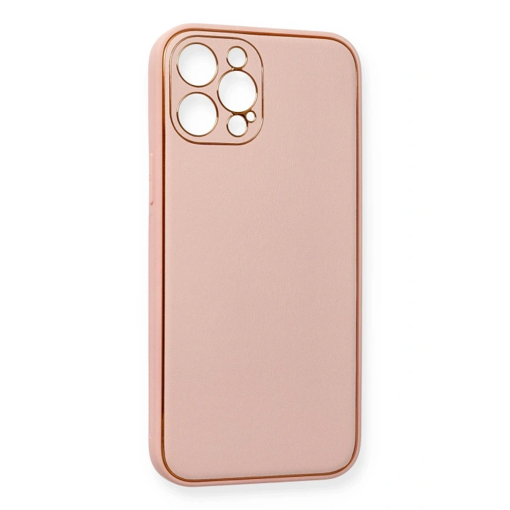 BFS  iPhone 12 Pro Max Kılıf Coco Deri Silikon Kapak - Pembe