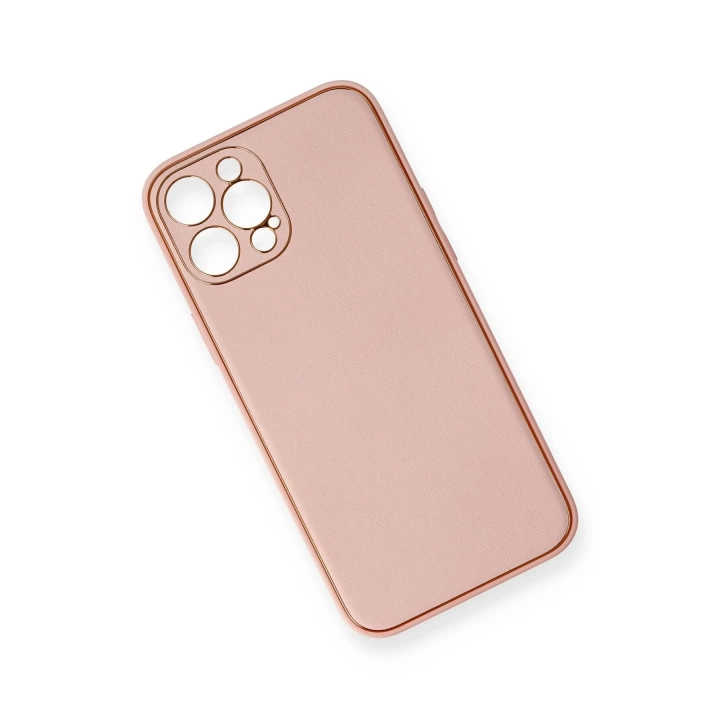 BFS  iPhone 12 Pro Max Kılıf Coco Deri Silikon Kapak - Pembe