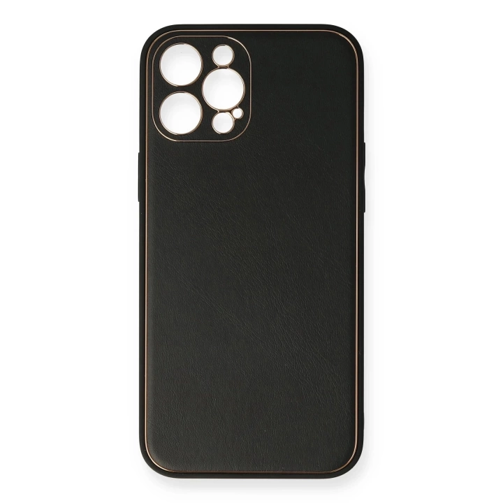 BFS  iPhone 12 Pro Max Kılıf Coco Deri Silikon Kapak - Siyah