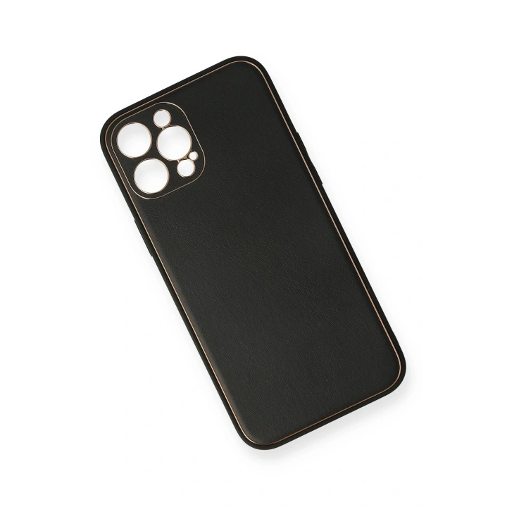 BFS  iPhone 12 Pro Max Kılıf Coco Deri Silikon Kapak - Siyah