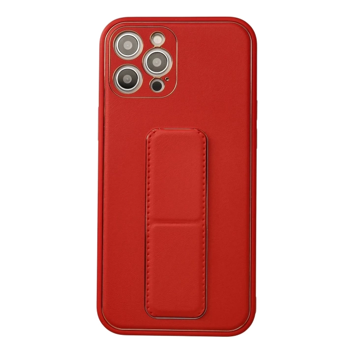 BFS  iPhone 12 Pro Max Kılıf Coco Deri Standlı Kapak - Kırmızı