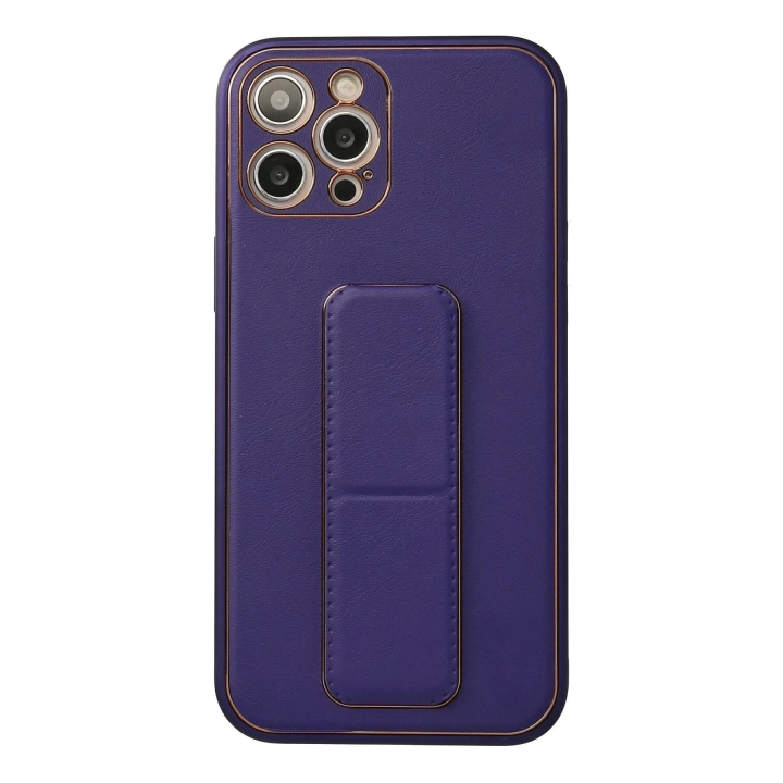 BFS  iPhone 12 Pro Max Kılıf Coco Deri Standlı Kapak - Mor