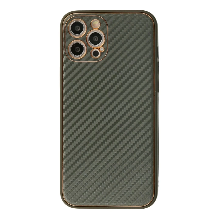 BFS  iPhone 12 Pro Max Kılıf Coco Karbon Silikon - Füme