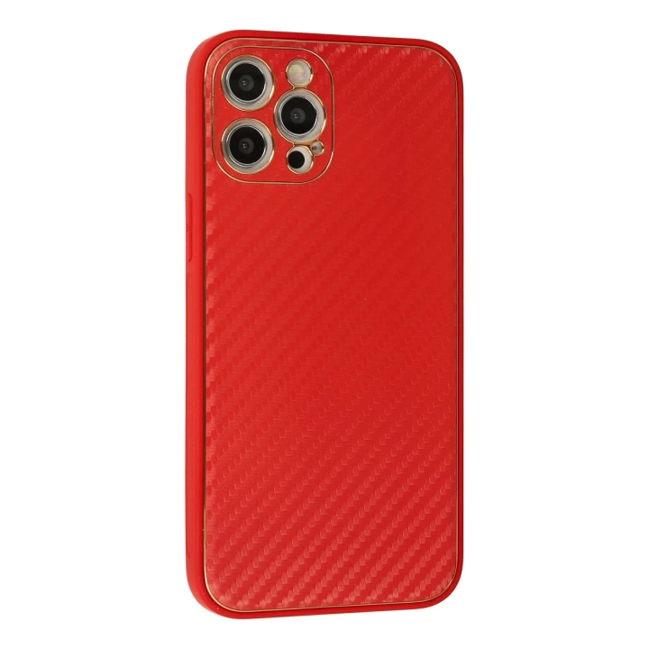 BFS  iPhone 12 Pro Max Kılıf Coco Karbon Silikon - Kırmızı