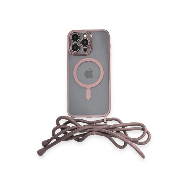 BFS  iPhone 12 Pro Max Kılıf Divo Lazer Askılı Magsafe Kapak - Pembe