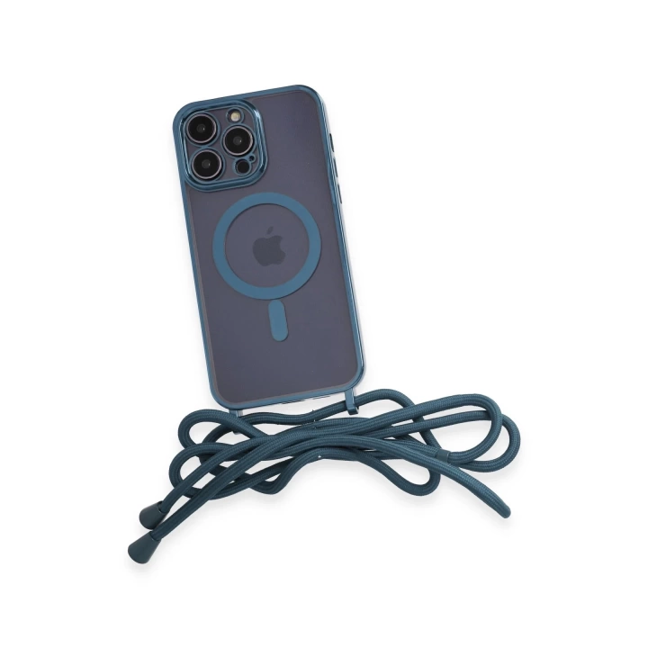 BFS  iPhone 12 Pro Max Kılıf Divo Lazer Askılı Magsafe Kapak - Sierra Blue