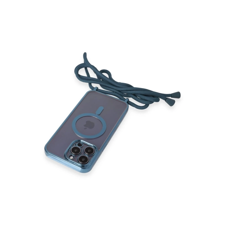 BFS  iPhone 12 Pro Max Kılıf Divo Lazer Askılı Magsafe Kapak - Sierra Blue