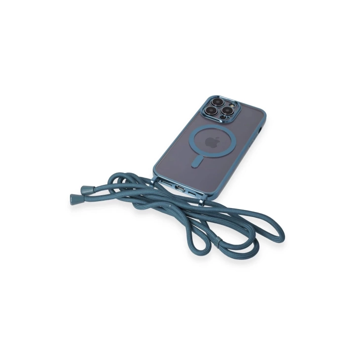 BFS  iPhone 12 Pro Max Kılıf Divo Lazer Askılı Magsafe Kapak - Sierra Blue