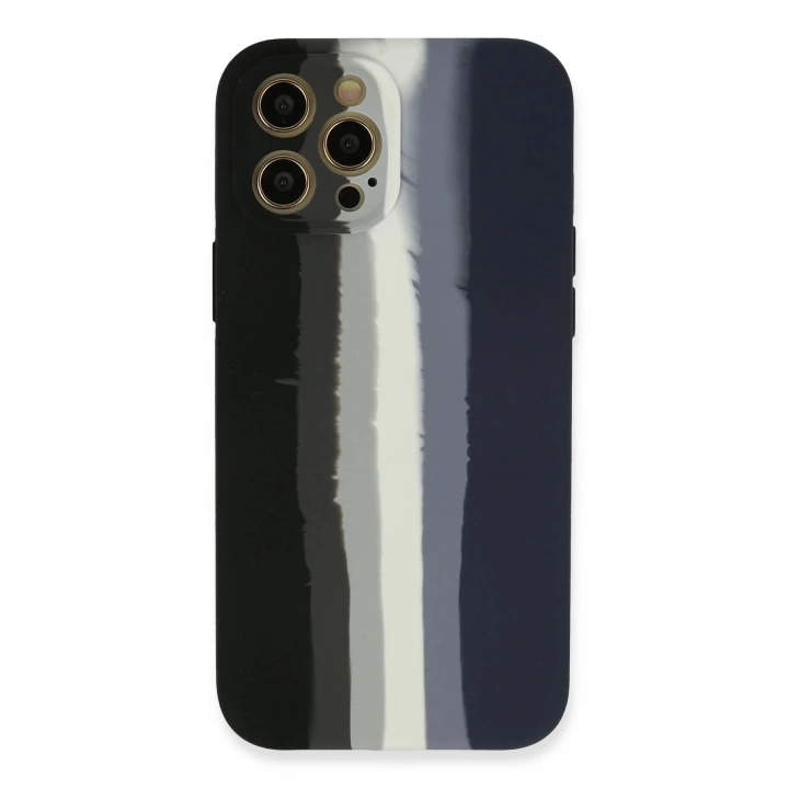 BFS  iPhone 12 Pro Max Kılıf Ebruli Lansman Silikon - Siyah-Lacivert