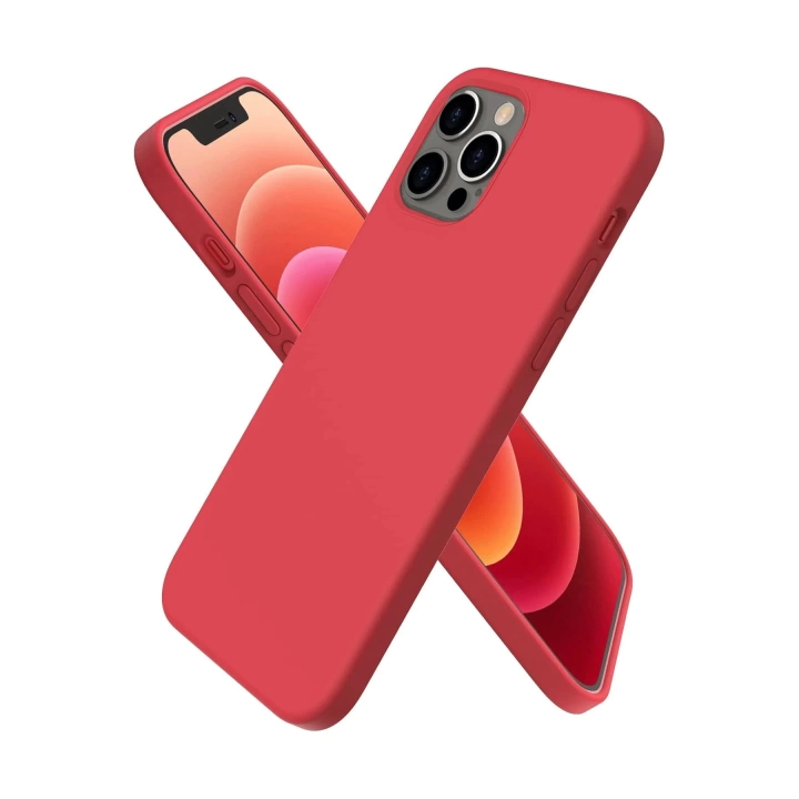 BFS  iPhone 12 Pro Max Kılıf First Silikon - Kırmızı