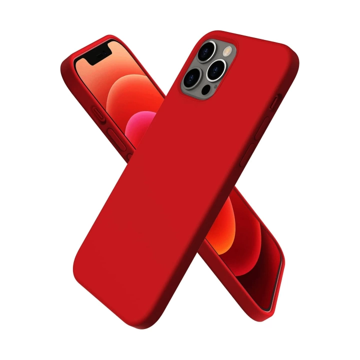 BFS  iPhone 12 Pro Max Kılıf First Silikon - Koyu Kırmızı