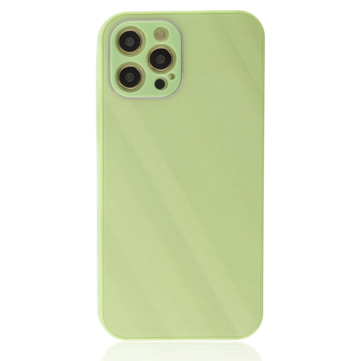 BFS  iPhone 12 Pro Max Kılıf Glass Kapak - Açık Yeşil