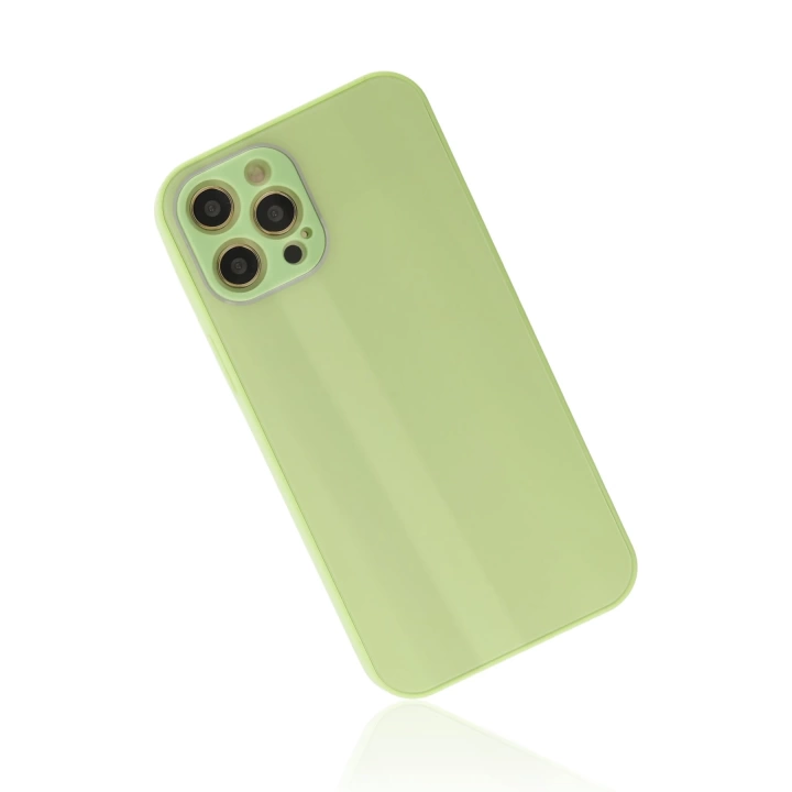 BFS  iPhone 12 Pro Max Kılıf Glass Kapak - Açık Yeşil