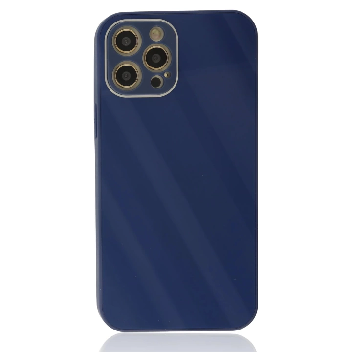 BFS  iPhone 12 Pro Max Kılıf Glass Kapak - Lacivert