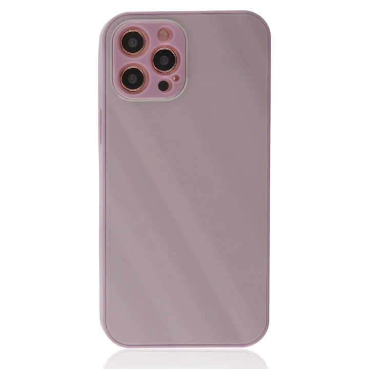BFS  iPhone 12 Pro Max Kılıf Glass Kapak - Mor