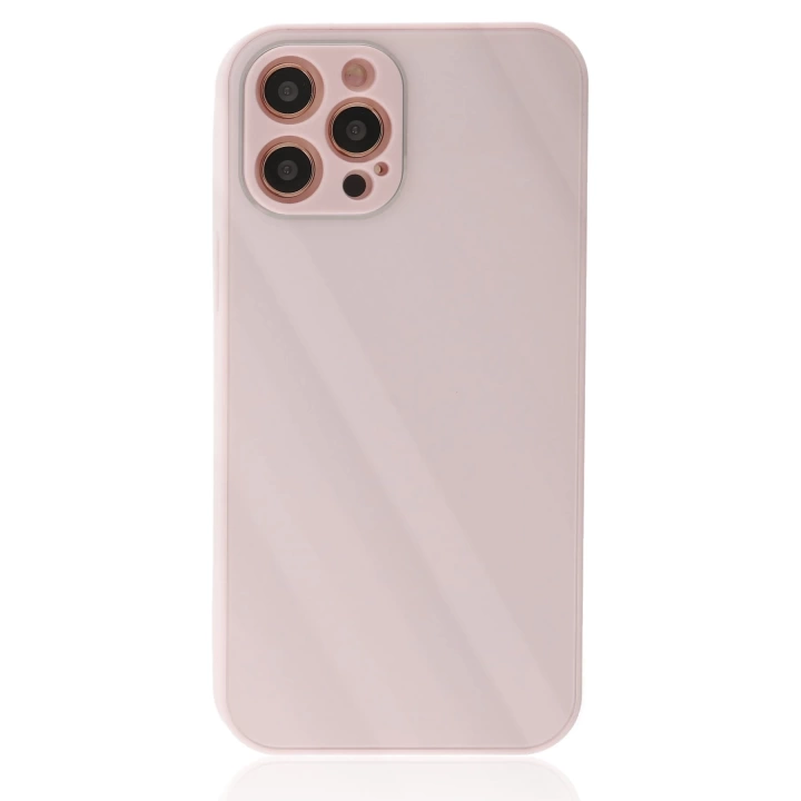 BFS  iPhone 12 Pro Max Kılıf Glass Kapak - Pembe