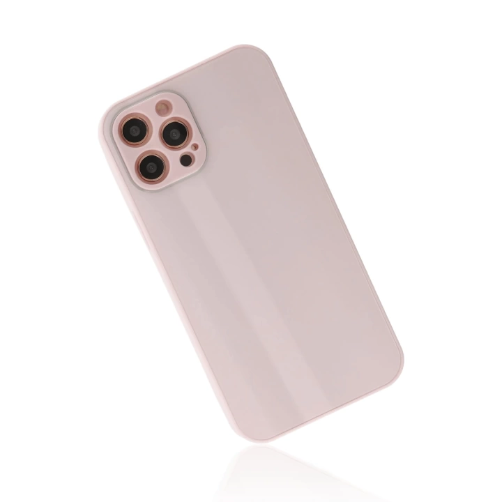 BFS  iPhone 12 Pro Max Kılıf Glass Kapak - Pembe