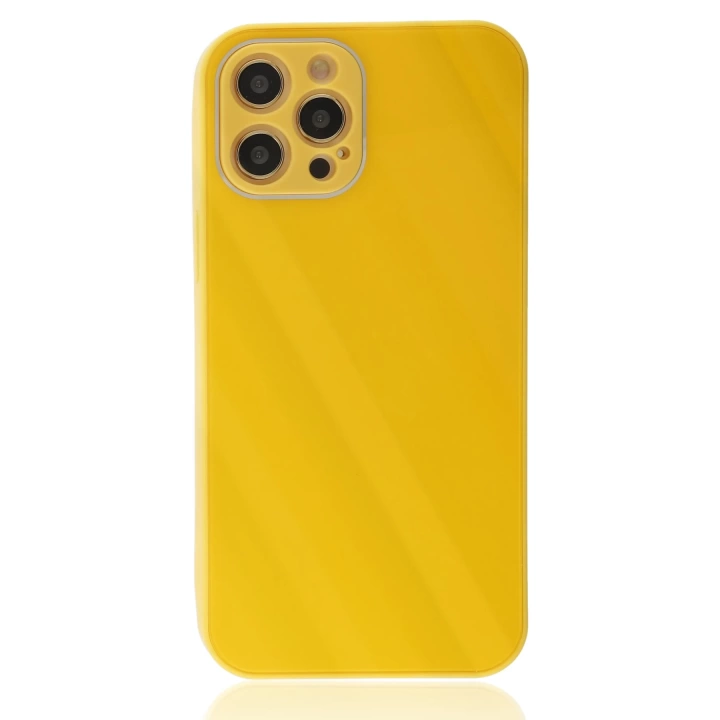 BFS  iPhone 12 Pro Max Kılıf Glass Kapak - Sarı
