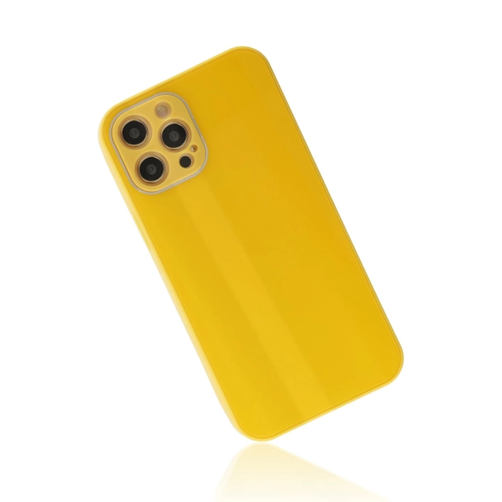 BFS  iPhone 12 Pro Max Kılıf Glass Kapak - Sarı