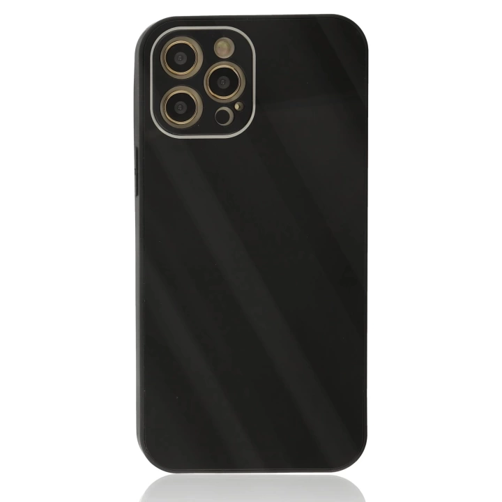 BFS  iPhone 12 Pro Max Kılıf Glass Kapak - Siyah