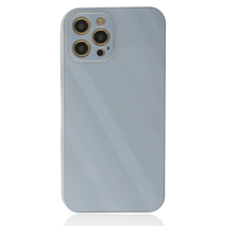 BFS  iPhone 12 Pro Max Kılıf Glass Kapak - Sky Blue