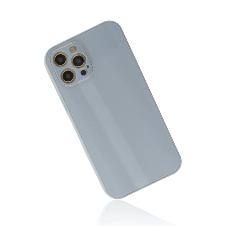 BFS  iPhone 12 Pro Max Kılıf Glass Kapak - Sky Blue
