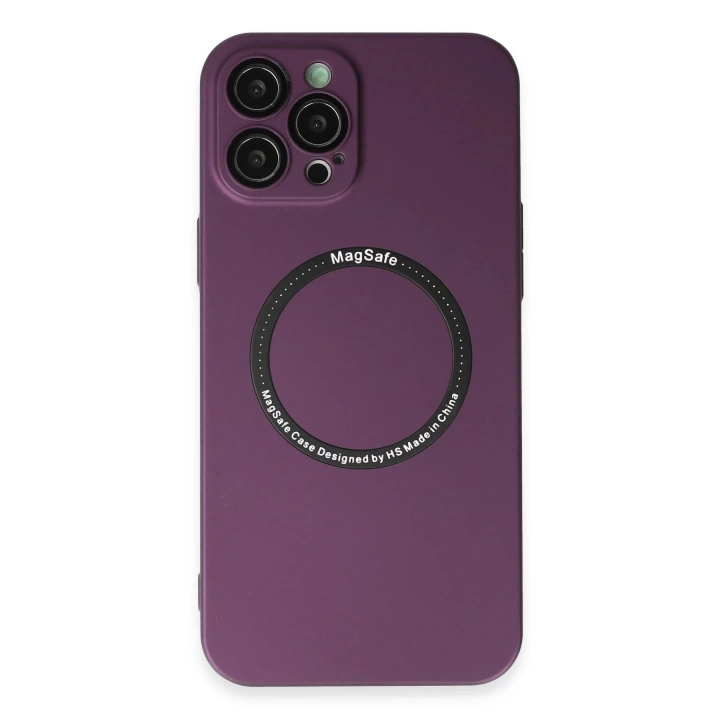 BFS  iPhone 12 Pro Max Kılıf Jack Magneticsafe Lens Silikon - Mürdüm
