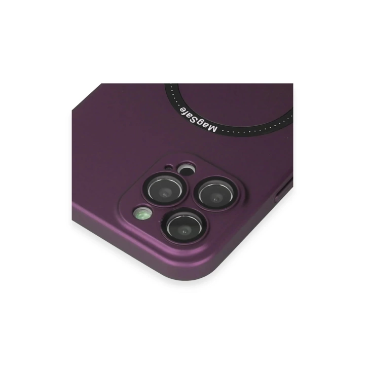 BFS  iPhone 12 Pro Max Kılıf Jack Magneticsafe Lens Silikon - Mürdüm