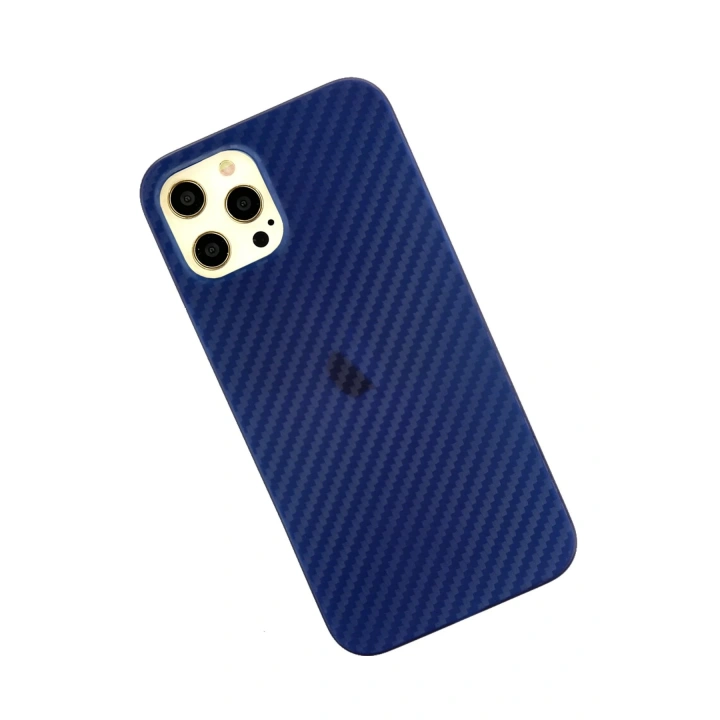 BFS  iPhone 12 Pro Max Kılıf Karbon PP Silikon - Mavi