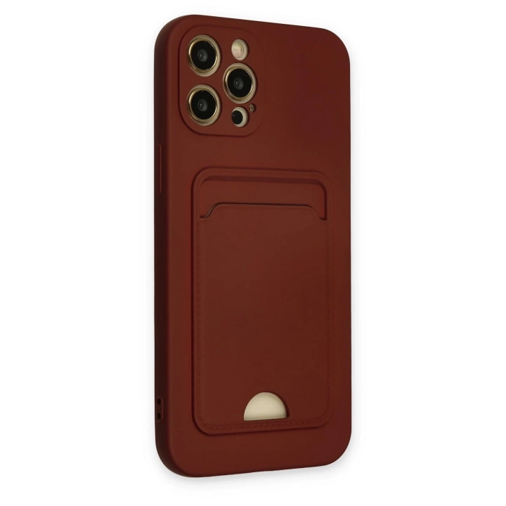 BFS  iPhone 12 Pro Max Kılıf Kelvin Kartvizitli Silikon - Bordo