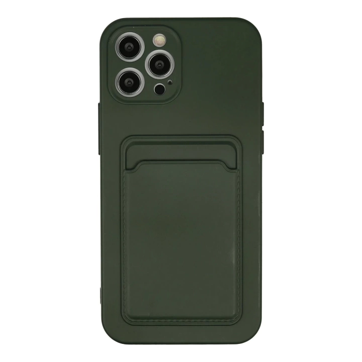 BFS  iPhone 12 Pro Max Kılıf Kelvin Kartvizitli Silikon - Koyu Yeşil