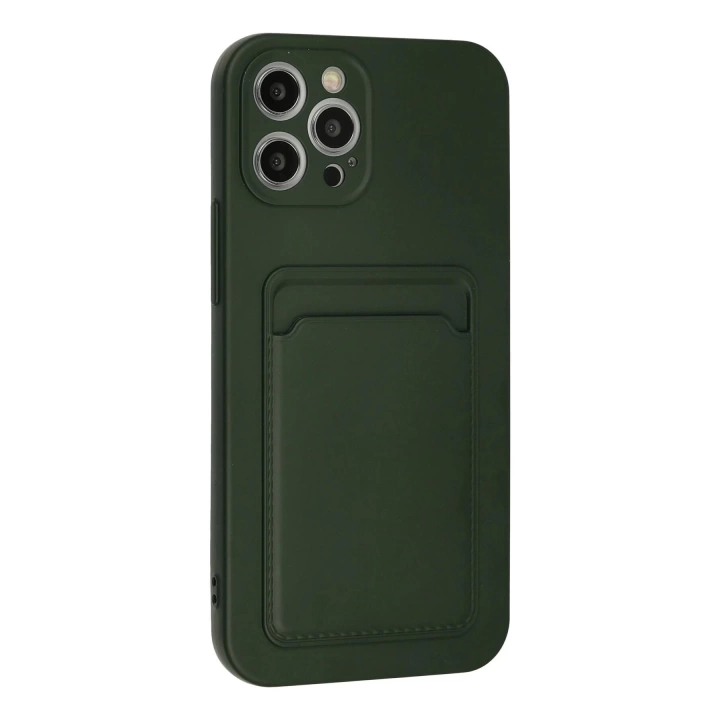 BFS  iPhone 12 Pro Max Kılıf Kelvin Kartvizitli Silikon - Koyu Yeşil