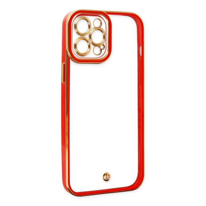 BFS  iPhone 12 Pro Max Kılıf Liva Lens Silikon - Kırmızı