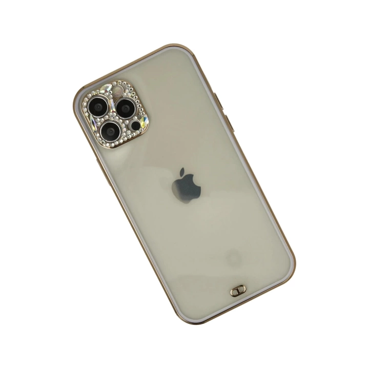 BFS  iPhone 12 Pro Max Kılıf Liva Taşlı Silikon - Mor