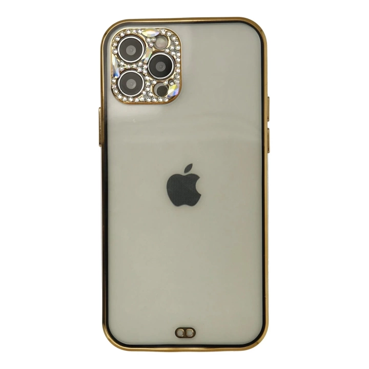 BFS  iPhone 12 Pro Max Kılıf Liva Taşlı Silikon - Siyah