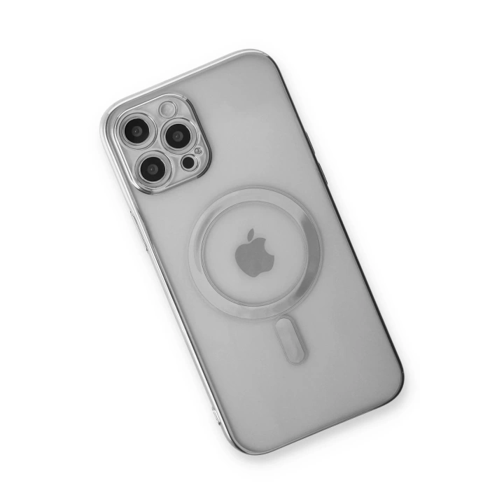 BFS  iPhone 12 Pro Max Kılıf Magneticsafe Lazer Silikon - Gümüş