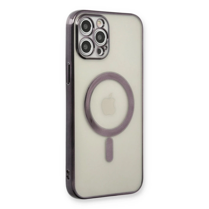 BFS  iPhone 12 Pro Max Kılıf Magneticsafe Lazer Silikon - Siyah