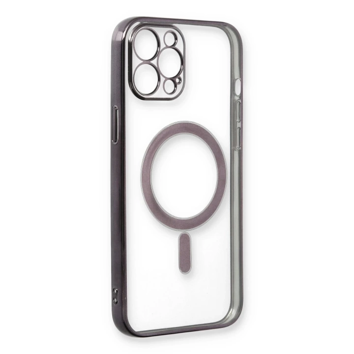 BFS  iPhone 12 Pro Max Kılıf Magneticsafe Lazer Silikon - Siyah