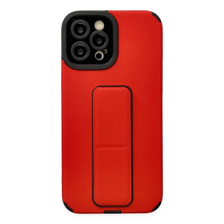 BFS  iPhone 12 Pro Max Kılıf Mega Standlı Silikon - Kırmızı