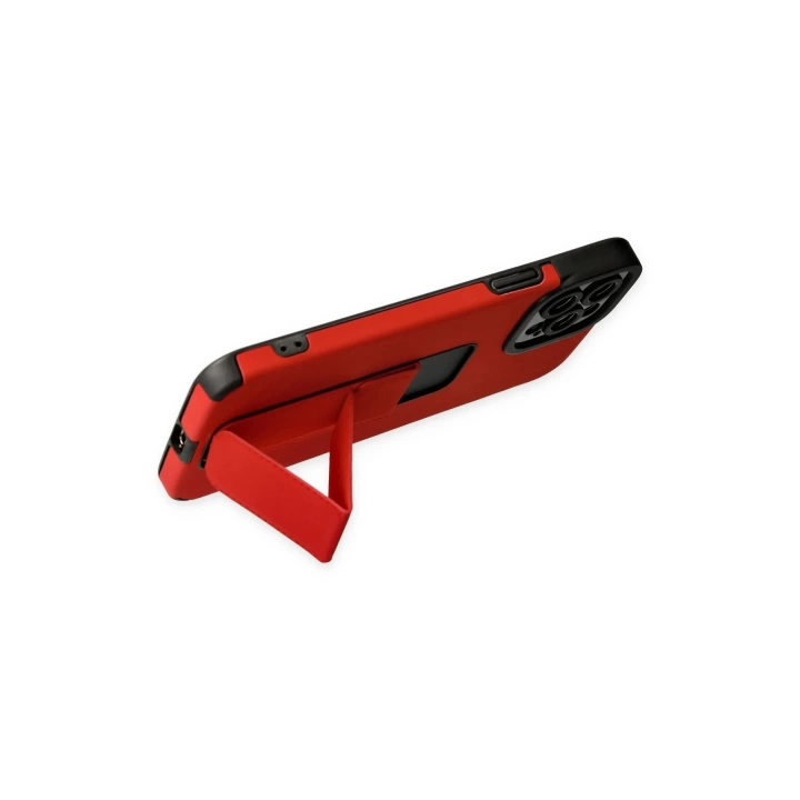 BFS  iPhone 12 Pro Max Kılıf Mega Standlı Silikon - Kırmızı