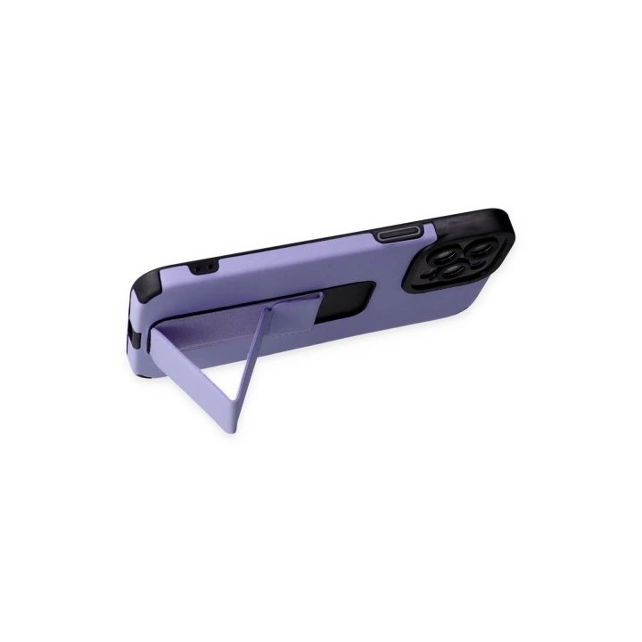 BFS  iPhone 12 Pro Max Kılıf Mega Standlı Silikon - Lila