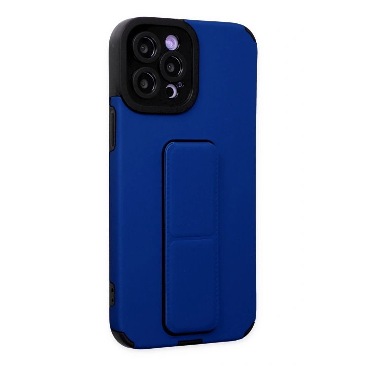 BFS  iPhone 12 Pro Max Kılıf Mega Standlı Silikon - Mavi