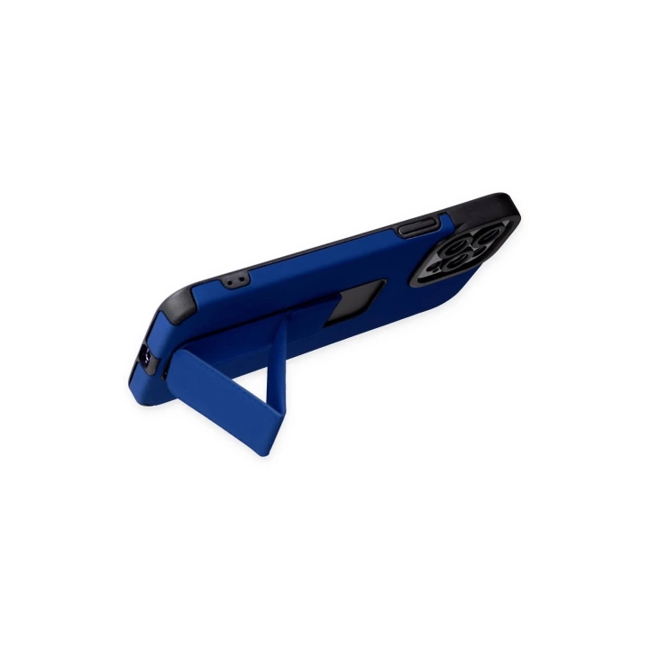 BFS  iPhone 12 Pro Max Kılıf Mega Standlı Silikon - Mavi