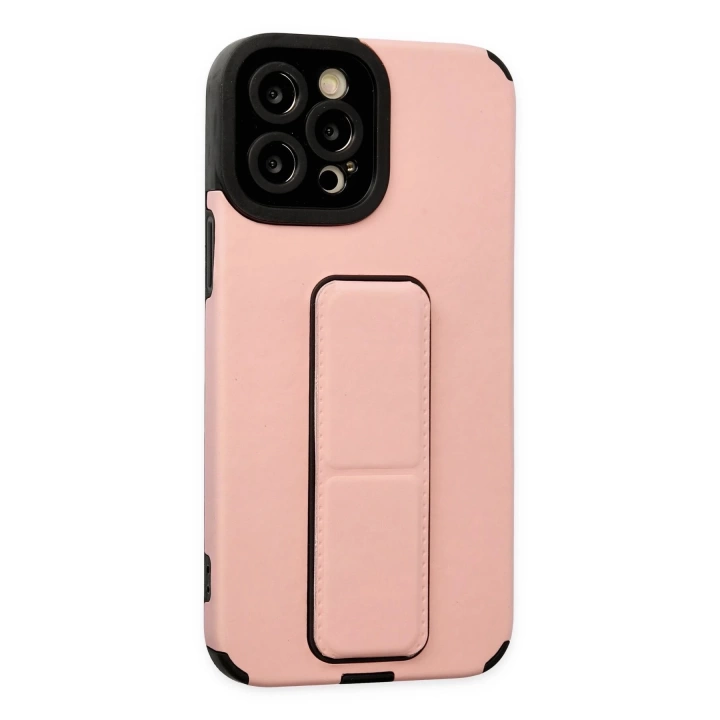 BFS  iPhone 12 Pro Max Kılıf Mega Standlı Silikon - Pudra