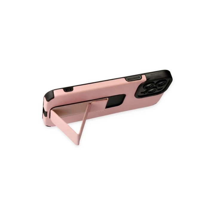 BFS  iPhone 12 Pro Max Kılıf Mega Standlı Silikon - Pudra