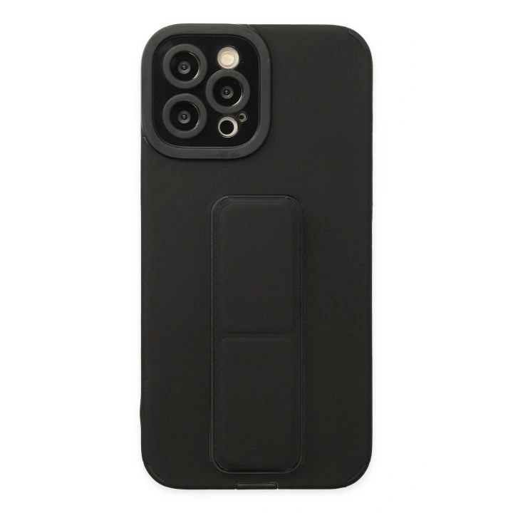 BFS  iPhone 12 Pro Max Kılıf Mega Standlı Silikon - Siyah