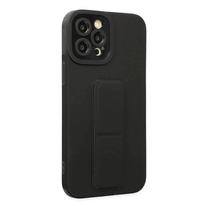 BFS  iPhone 12 Pro Max Kılıf Mega Standlı Silikon - Siyah