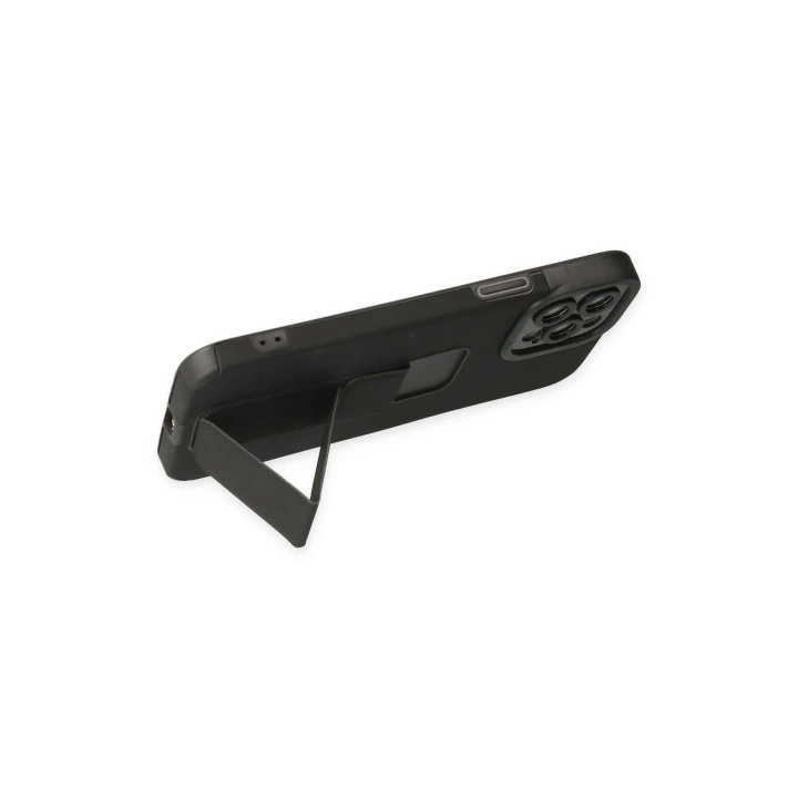 BFS  iPhone 12 Pro Max Kılıf Mega Standlı Silikon - Siyah