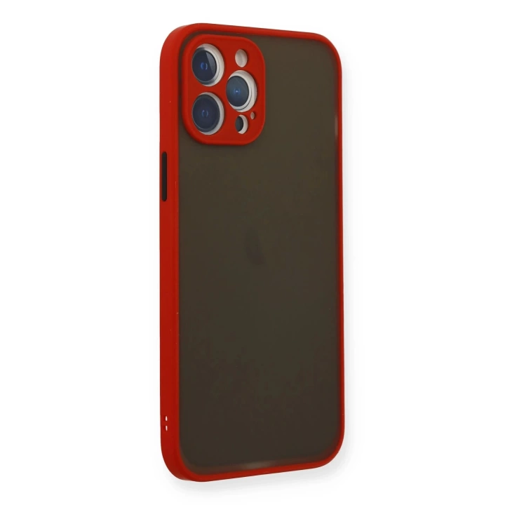 BFS  iPhone 12 Pro Max Kılıf Montreal Silikon Kapak - Kırmızı